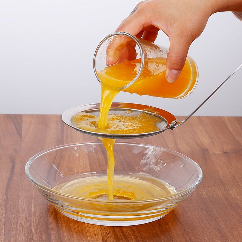 cnomg Stainless Steel Skimmer Strainer,Stainless Steel Fat Skimmer Spoon Fine Mesh Food Strainer for Grease, Gravy and Foam with Long Handle - Image 4